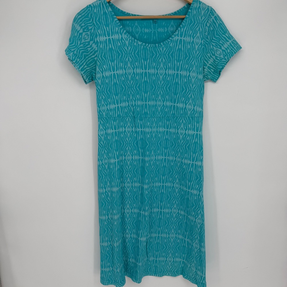 Fresh Produce Dress Turquoise Ikat Cotton Beach Coastal XS Made in USA